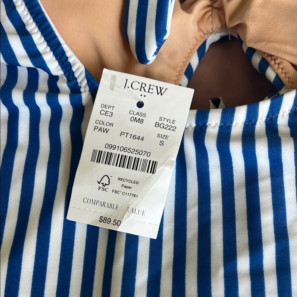I.Crew Striped Blue and White Swimsuit - Picture 3 of 4